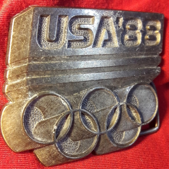 VTG Brass USA 88 Olympics Seoul brass belt buckle - Picture 3 of 4